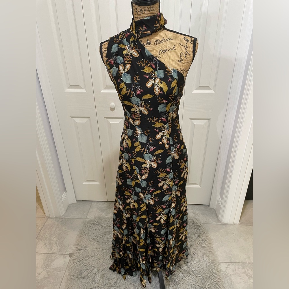 NICHOLAS One-Shoulder Tie Neck Dress Sz 4